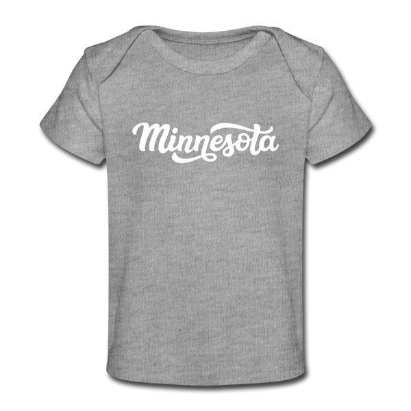 Minnesota Baby T-Shirt - Organic Hand Lettered Minnesota Infant T-Shirt - heather gray