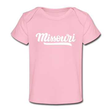 Missouri Baby T-Shirt - Organic Hand Lettered Missouri Infant T-Shirt - light pink