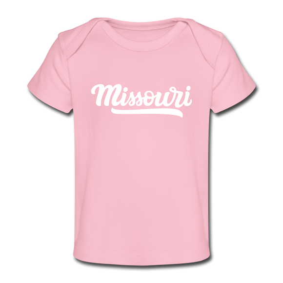 Missouri Baby T-Shirt - Organic Hand Lettered Missouri Infant T-Shirt - light pink