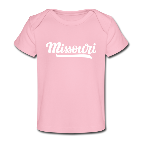 Missouri Baby T-Shirt - Organic Hand Lettered Missouri Infant T-Shirt - light pink