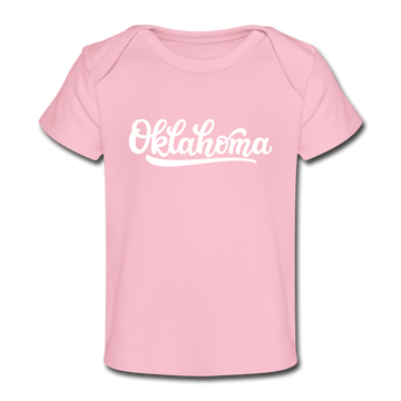 Oklahoma Baby T-Shirt - Organic Hand Lettered Oklahoma Infant T-Shirt - light pink