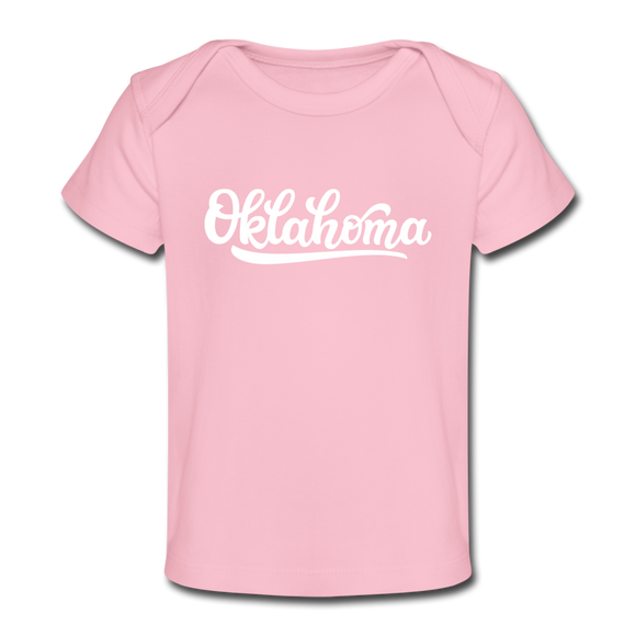 Oklahoma Baby T-Shirt - Organic Hand Lettered Oklahoma Infant T-Shirt - light pink