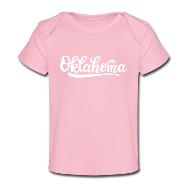 Oklahoma Baby T-Shirt - Organic Hand Lettered Oklahoma Infant T-Shirt - light pink