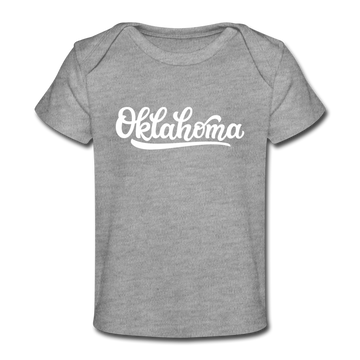 Oklahoma Baby T-Shirt - Organic Hand Lettered Oklahoma Infant T-Shirt - heather gray