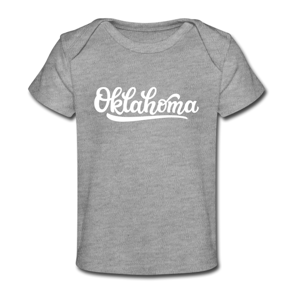 Oklahoma Baby T-Shirt - Organic Hand Lettered Oklahoma Infant T-Shirt - heather gray