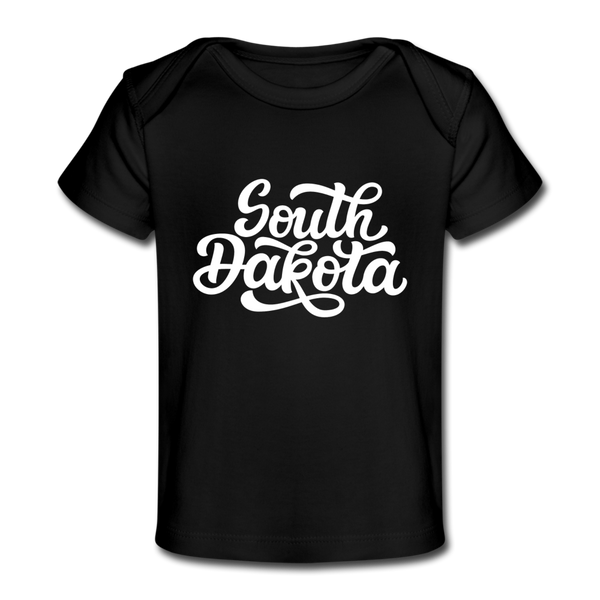 South Dakota Baby T-Shirt - Organic Hand Lettered South Dakota Infant T-Shirt - black