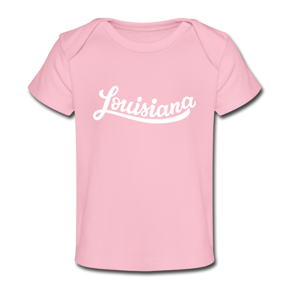 Louisiana Baby T-Shirt - Organic Hand Lettered Louisiana Infant T-Shirt - light pink