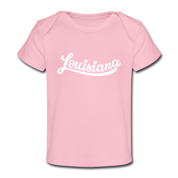 Louisiana Baby T-Shirt - Organic Hand Lettered Louisiana Infant T-Shirt - light pink