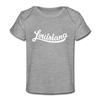 Louisiana Baby T-Shirt - Organic Hand Lettered Louisiana Infant T-Shirt - heather gray