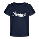 Louisiana Baby T-Shirt - Organic Hand Lettered Louisiana Infant T-Shirt - dark navy