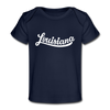 Louisiana Baby T-Shirt - Organic Hand Lettered Louisiana Infant T-Shirt - dark navy