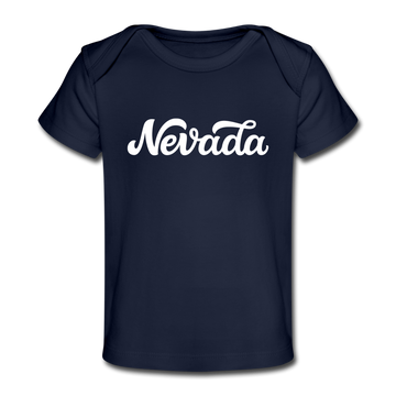 Nevada Baby T-Shirt - Organic Hand Lettered Nevada Infant T-Shirt - dark navy