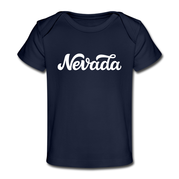 Nevada Baby T-Shirt - Organic Hand Lettered Nevada Infant T-Shirt - dark navy