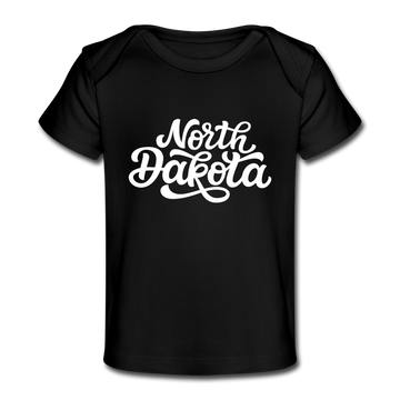 North Dakota Baby T-Shirt - Organic Hand Lettered North Dakota Infant T-Shirt - black