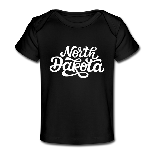 North Dakota Baby T-Shirt - Organic Hand Lettered North Dakota Infant T-Shirt - black