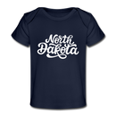 North Dakota Baby T-Shirt - Organic Hand Lettered North Dakota Infant T-Shirt - dark navy