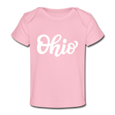 Ohio Baby T-Shirt - Organic Hand Lettered Ohio Infant T-Shirt - light pink