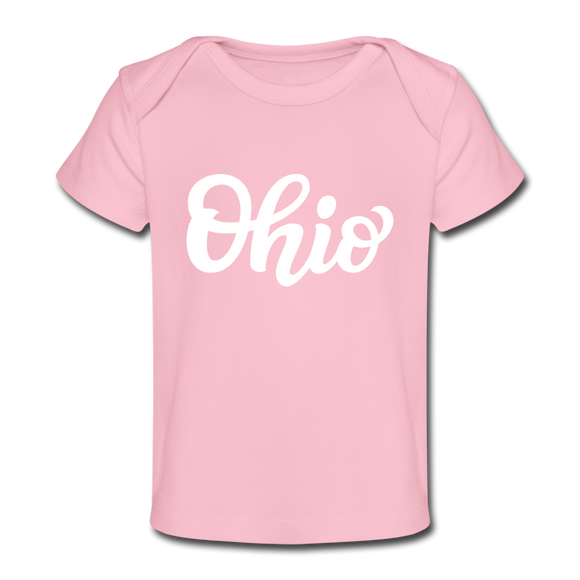 Ohio Baby T-Shirt - Organic Hand Lettered Ohio Infant T-Shirt - light pink
