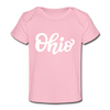 Ohio Baby T-Shirt - Organic Hand Lettered Ohio Infant T-Shirt - light pink