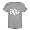 Ohio Baby T-Shirt - Organic Hand Lettered Ohio Infant T-Shirt - heather gray