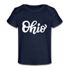 Ohio Baby T-Shirt - Organic Hand Lettered Ohio Infant T-Shirt - dark navy