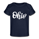 Ohio Baby T-Shirt - Organic Hand Lettered Ohio Infant T-Shirt - dark navy
