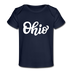 Ohio Baby T-Shirt - Organic Hand Lettered Ohio Infant T-Shirt - dark navy
