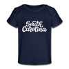 South Carolina Baby T-Shirt - Organic Hand Lettered South Carolina Infant T-Shirt - dark navy