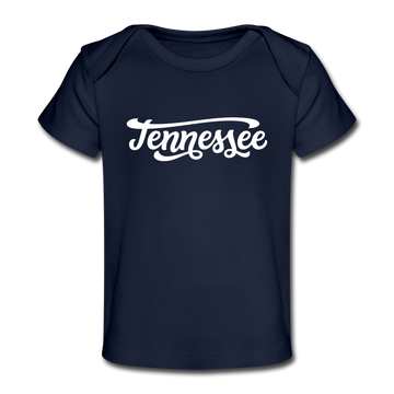 Tennessee Baby T-Shirt - Organic Hand Lettered Tennessee Infant T-Shirt - dark navy