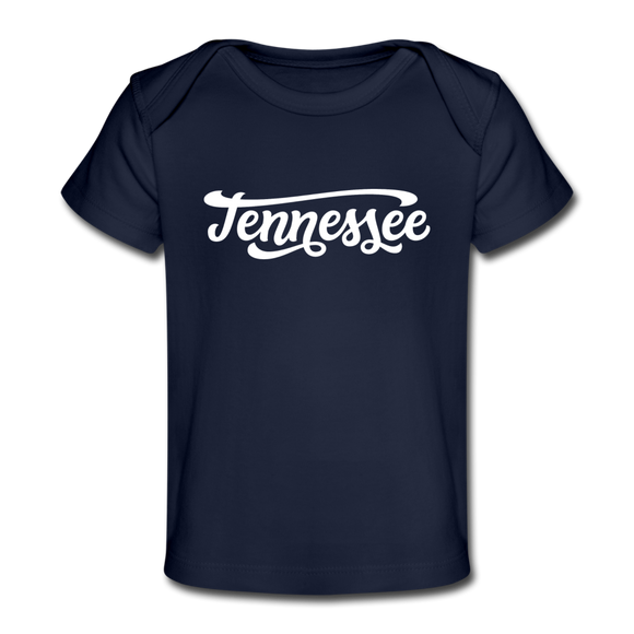 Tennessee Baby T-Shirt - Organic Hand Lettered Tennessee Infant T-Shirt - dark navy