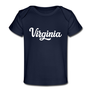 Virginia Baby T-Shirt - Organic Hand Lettered Virginia Infant T-Shirt - dark navy
