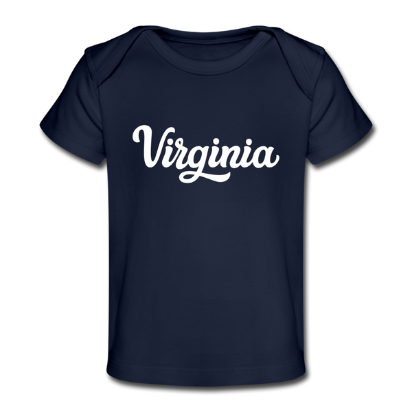 Virginia Baby T-Shirt - Organic Hand Lettered Virginia Infant T-Shirt - dark navy