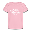 West Virginia Baby T-Shirt - Organic Hand Lettered West Virginia Infant T-Shirt - light pink