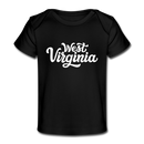 West Virginia Baby T-Shirt - Organic Hand Lettered West Virginia Infant T-Shirt - black