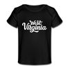 West Virginia Baby T-Shirt - Organic Hand Lettered West Virginia Infant T-Shirt - black