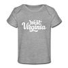 West Virginia Baby T-Shirt - Organic Hand Lettered West Virginia Infant T-Shirt - heather gray