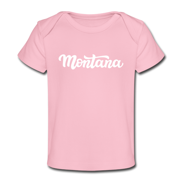 Montana Baby T-Shirt - Organic Hand Lettered Montana Infant T-Shirt - light pink