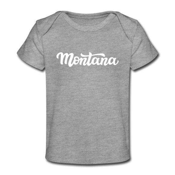 Montana Baby T-Shirt - Organic Hand Lettered Montana Infant T-Shirt - heather gray
