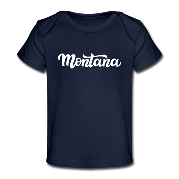 Montana Baby T-Shirt - Organic Hand Lettered Montana Infant T-Shirt - dark navy