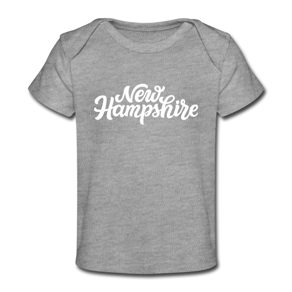 New Hampshire Baby T-Shirt - Organic Hand Lettered New Hampshire Infant T-Shirt - heather gray