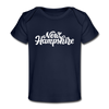 New Hampshire Baby T-Shirt - Organic Hand Lettered New Hampshire Infant T-Shirt - dark navy