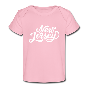 New Jersey Baby T-Shirt - Organic Hand Lettered New Jersey Infant T-Shirt - light pink