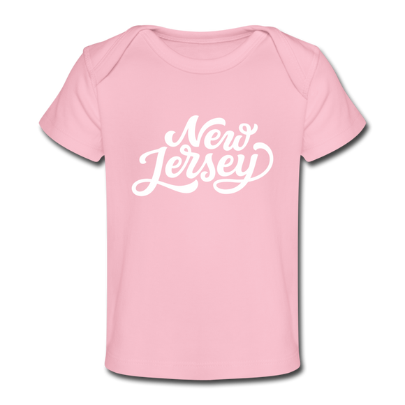 New Jersey Baby T-Shirt - Organic Hand Lettered New Jersey Infant T-Shirt - light pink