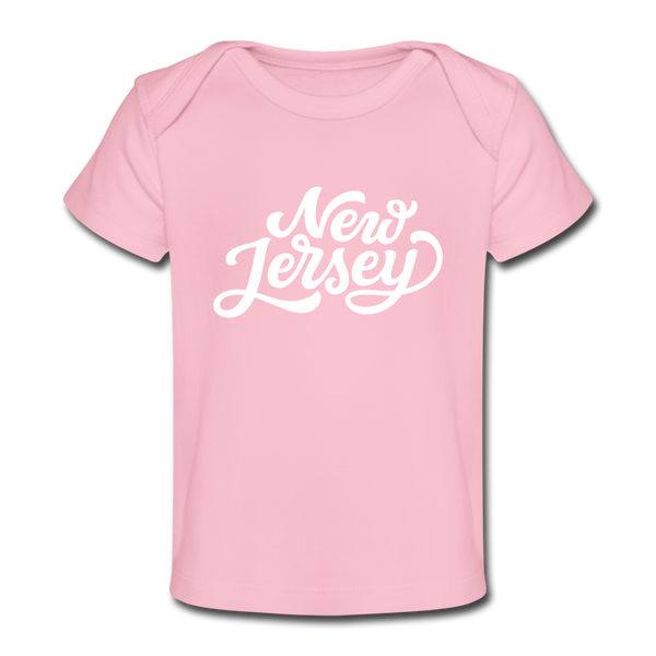 New Jersey Baby T-Shirt - Organic Hand Lettered New Jersey Infant T-Shirt - light pink