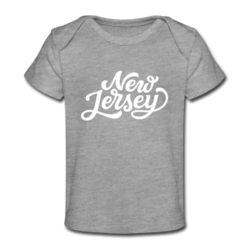 New Jersey Baby T-Shirt - Organic Hand Lettered New Jersey Infant T-Shirt - heather gray