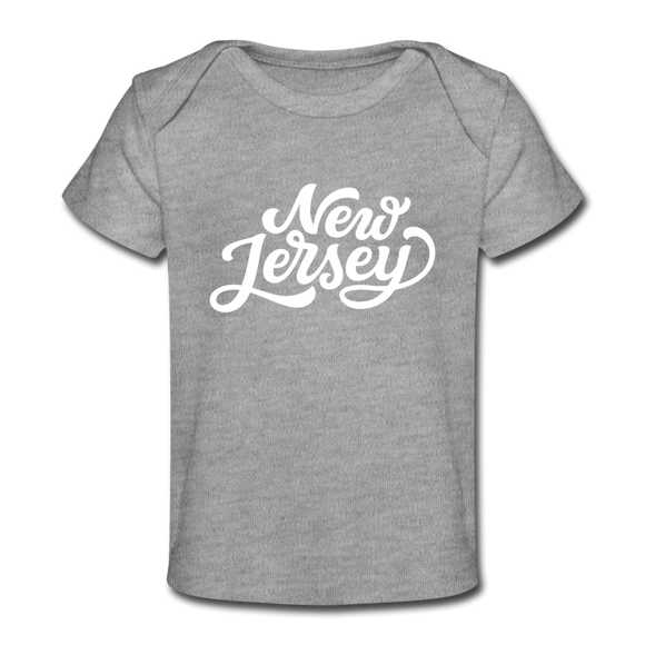 New Jersey Baby T-Shirt - Organic Hand Lettered New Jersey Infant T-Shirt - heather gray
