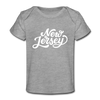 New Jersey Baby T-Shirt - Organic Hand Lettered New Jersey Infant T-Shirt - heather gray