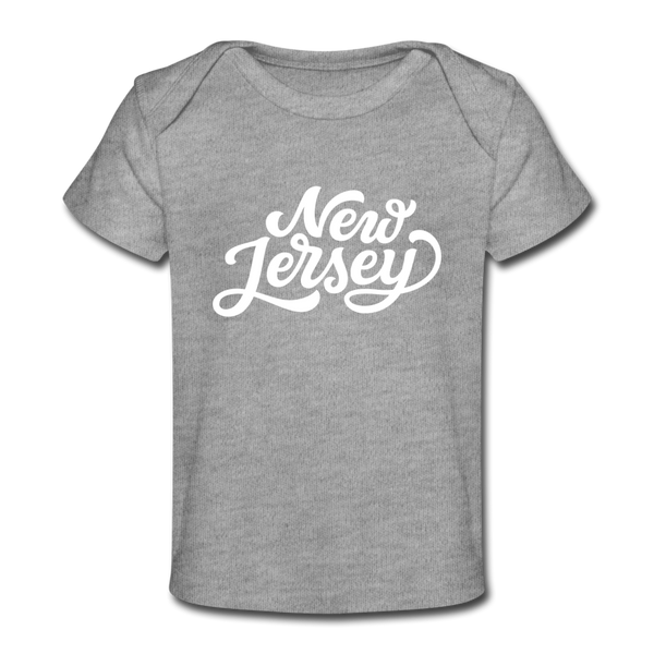 New Jersey Baby T-Shirt - Organic Hand Lettered New Jersey Infant T-Shirt - heather gray