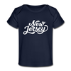 New Jersey Baby T-Shirt - Organic Hand Lettered New Jersey Infant T-Shirt - dark navy