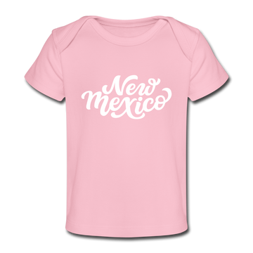 New Mexico Baby T-Shirt - Organic Hand Lettered New Mexico Infant T-Shirt - light pink